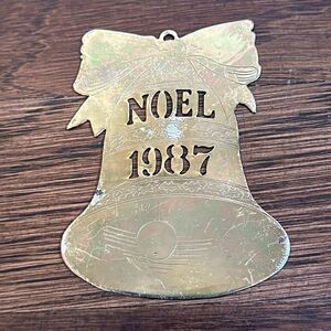 Vintage‎ gold brass NOEL 1987 Christmas Bell ornament